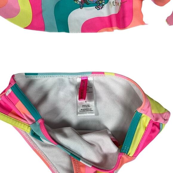 Betsey Johnson Unicorn Swimwear Used Size 6 Two Piece Colorful Great Condition - Picture 4 of 8